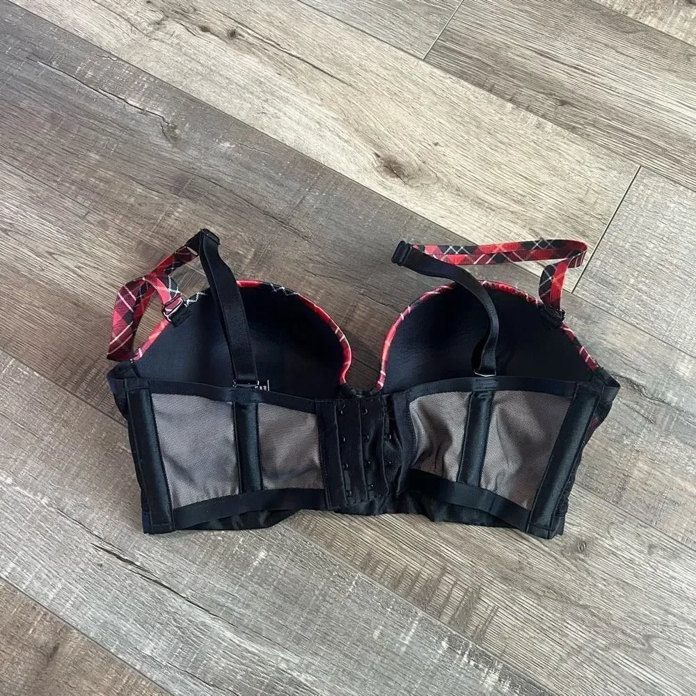 Victoria Secret very sexy red black plaid bra size 32c